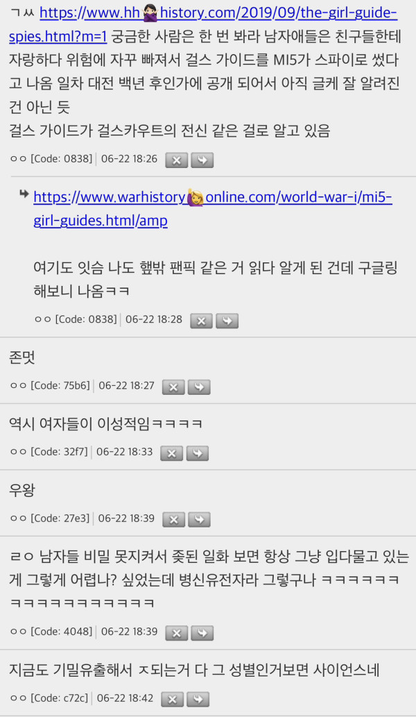 너네 영국에서 전쟁 때 걸스카우트만 쓴 거 아냐 | 인스티즈