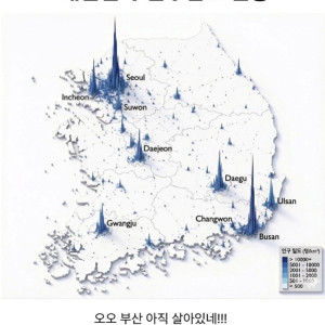 대한민국 인구밀도 근황